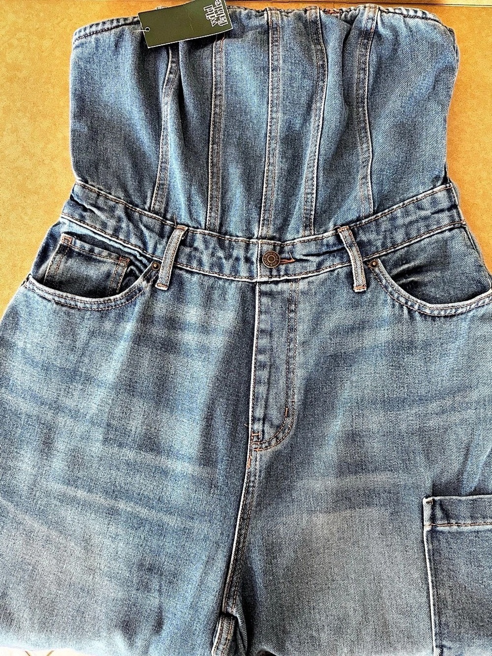 Wild Fable Tube Cargo Denim Jumpsuit Blue XS